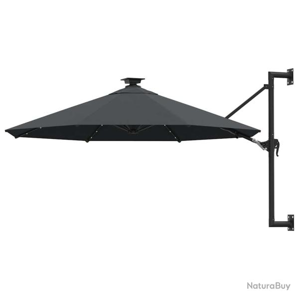 Parasol mural de avec LED 300 cm anthracite