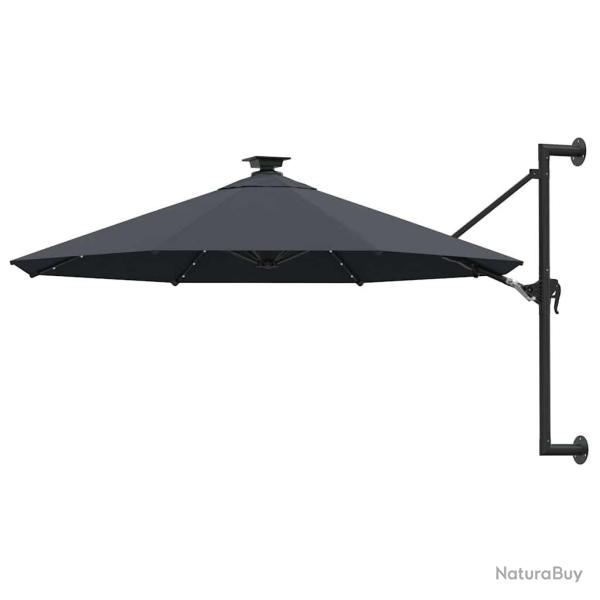 Parasol mural avec LED anthracite, pour la terrasse, 300 cm