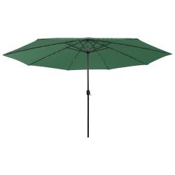Parasol de avec lumi&egrave;res LED et m&acirc;t en m&eacute;tal 400 cm vert