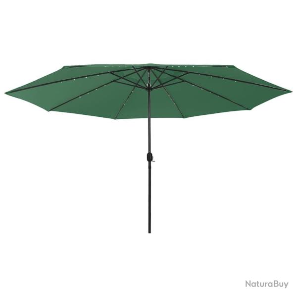 Parasol de avec lumi�res LED et m�t en m�tal 400 cm vert
