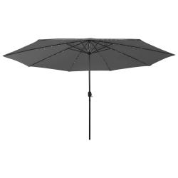 Parasol de avec lumi&egrave;res LED et m&acirc;t en m&eacute;tal anthracite