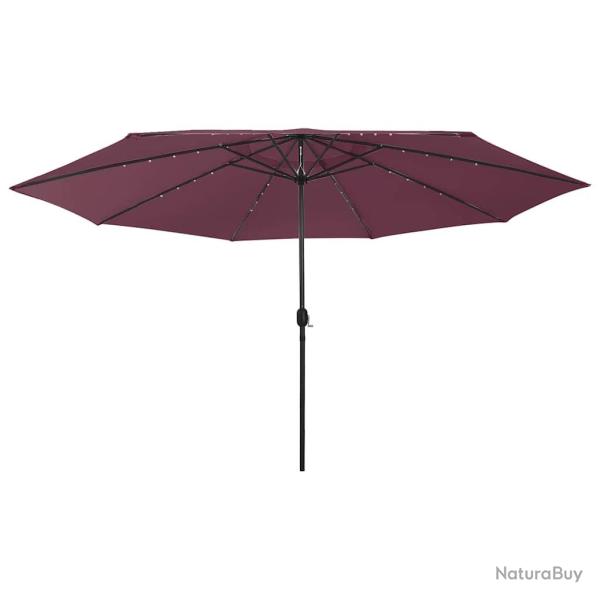 Parasol de avec lumi�res LED m�t en m�tal rouge bordeaux