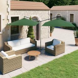 Parasol de double avec m&acirc;t en acier Vert 600x300 cm