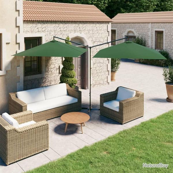Parasol de double avec m�t en acier Vert 600x300 cm