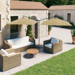 Parasol de double avec m&acirc;t en acier taupe 600x300 cm