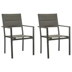 Chaises de lot de 2 Textil&egrave;ne acier Gris et anthracite
