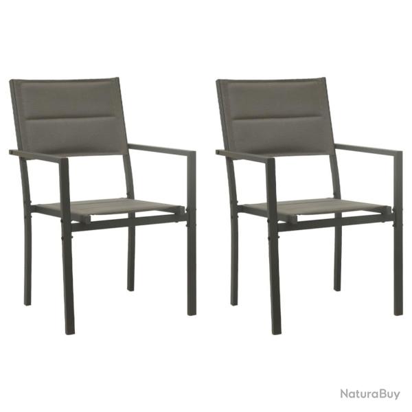 Chaises de lot de 2 Textil�ne acier Gris et anthracite