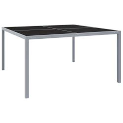 Table de 130x130x72 cm Gris Acier et verre