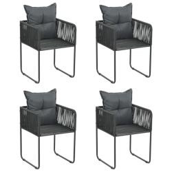 Chaises d'ext&eacute;rieur lot de 4 avec oreillers R&eacute;sine tress&eacute;e Noir