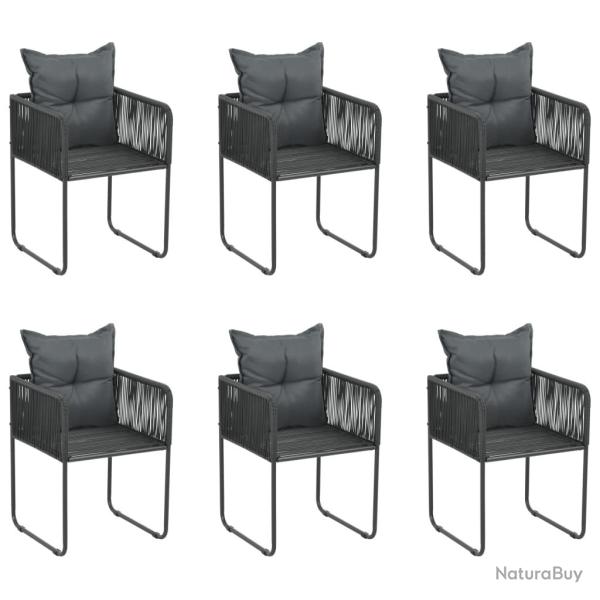 Chaises d'ext�rieur lot de 6 avec oreillers R�sine tress�e Noir