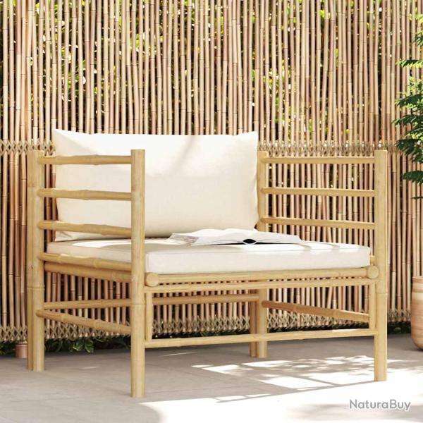Canap� avec coussins, en bambou blanc cr�me