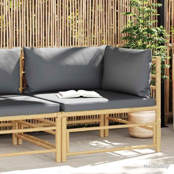 Canap� d'angle de avec coussins gris fonc� Bambou
