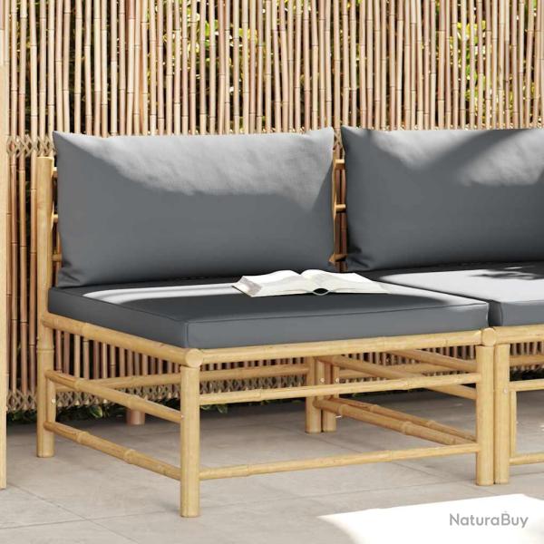 Canap� de milieu de avec coussins gris fonc� Bambou