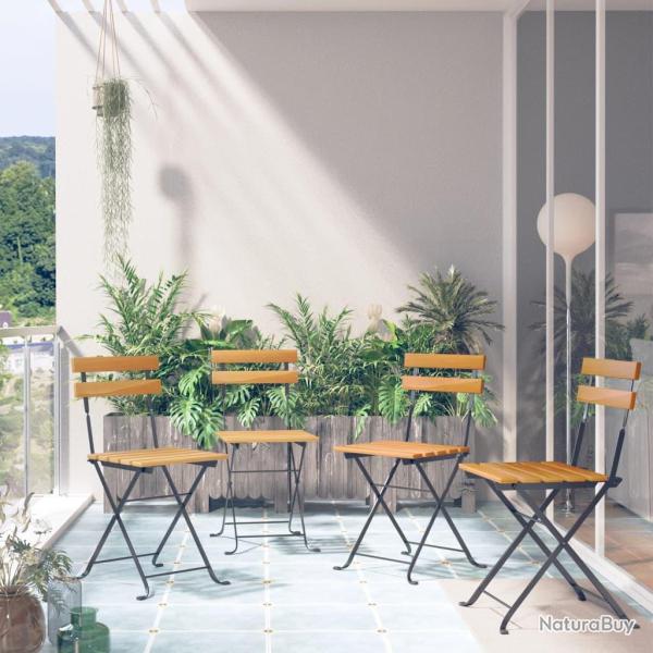 Chaises de bistro pliables lot de 4 Bois d'acacia massif