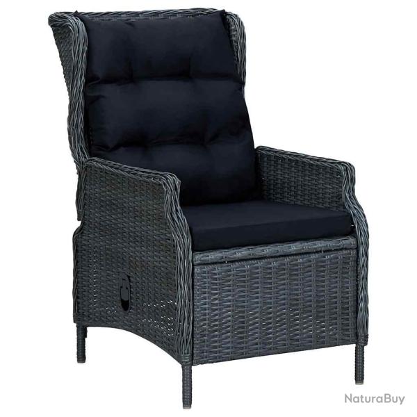 Chaise inclinable de coussins R�sine tress�e Gris fonc�