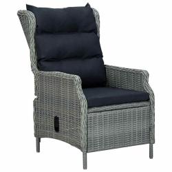 Chaise inclinable de coussins R&eacute;sine tress&eacute;e Gris clair