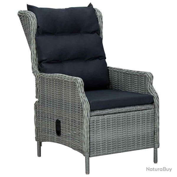 Chaise inclinable de coussins R�sine tress�e Gris clair