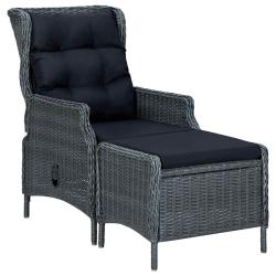 Chaise inclinable de tabouret r&eacute;sine tress&eacute;e gris fonc&eacute;