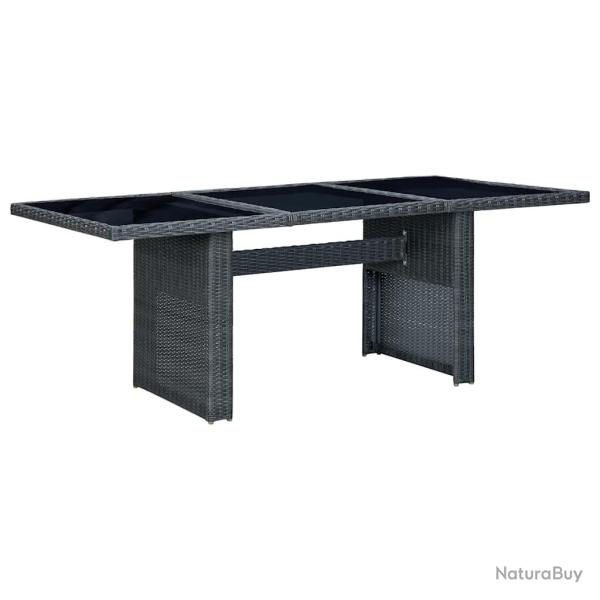 Table de Gris fonc� R�sine tress�e et verre tremp�
