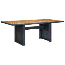 Table de Gris fonc&eacute; R&eacute;sine tress&eacute;e et bois d'acacia