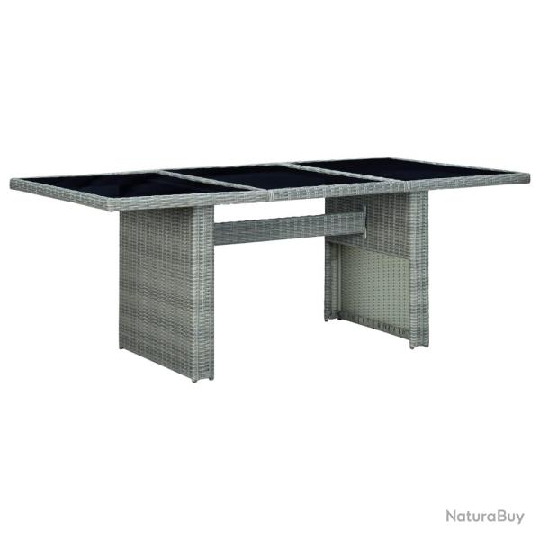 Table de Gris clair R�sine tress�e et verre tremp�