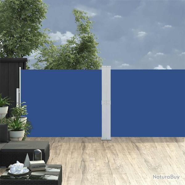 Auvent lat�ral r�tractable de patio 140x1200 cm Bleu