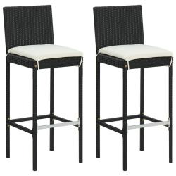 Tabourets de bar de et coussins lot de 2 r&eacute;sine tress&eacute;e
