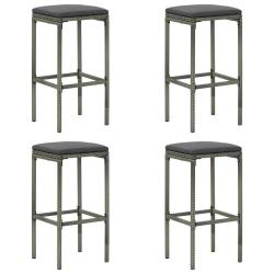 Tabourets de bar avec coussins lot de 4 gris r&eacute;sine tress&eacute;e