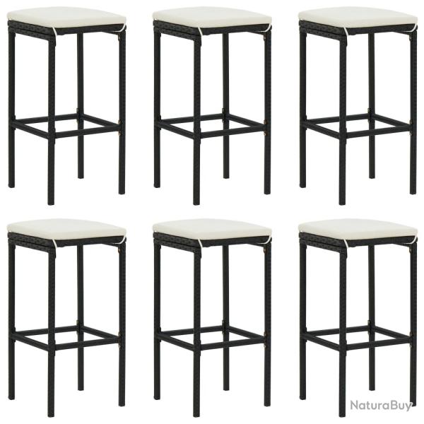 Tabourets de bar avec coussins lot de 6 noir r�sine tress�e