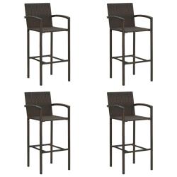 Tabourets de bar lot de 4 marron r&eacute;sine tress&eacute;e