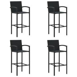 Tabourets de bar lot de 4 noir r&eacute;sine tress&eacute;e