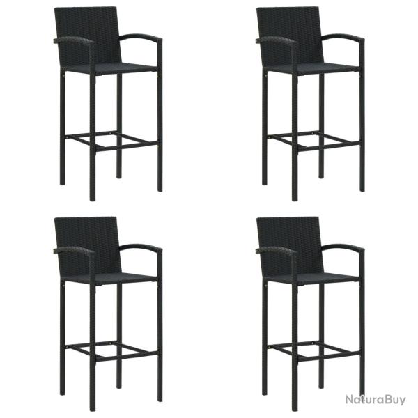 Tabourets de bar lot de 4 noir r�sine tress�e