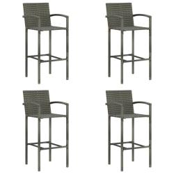 Tabourets de bar lot de 4 gris r&eacute;sine tress&eacute;e