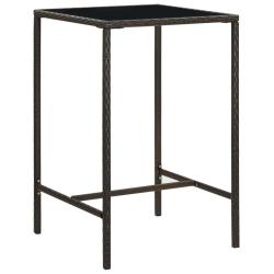 Table de bar de Marron 70x70x110 cm R&eacute;sine tress&eacute;e verre