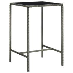 Table de bar de Gris 70x70x110cm R&eacute;sine tress&eacute;e et verre