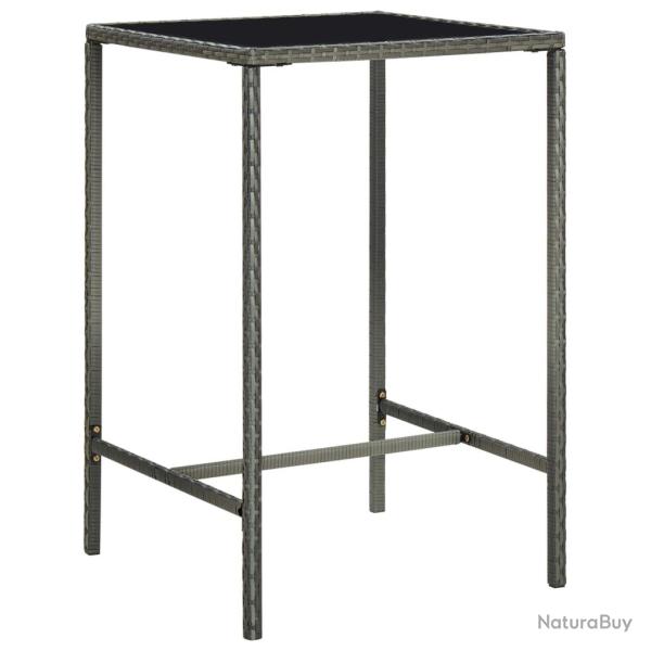Table de bar de Gris 70x70x110cm R�sine tress�e et verre
