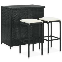 Ensemble de bar 3 pcs R&eacute;sine tress&eacute;e Noir