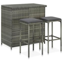 Ensemble de bar 3 pcs R&eacute;sine tress&eacute;e Gris