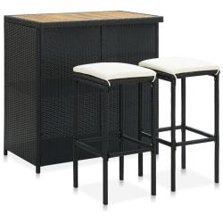 Ensemble de bar 3 pcs R&eacute;sine tress&eacute;e Noir
