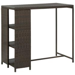 Table de bar avec rangement Marron 120x60x110 cm R&eacute;sine tress&eacute;e
