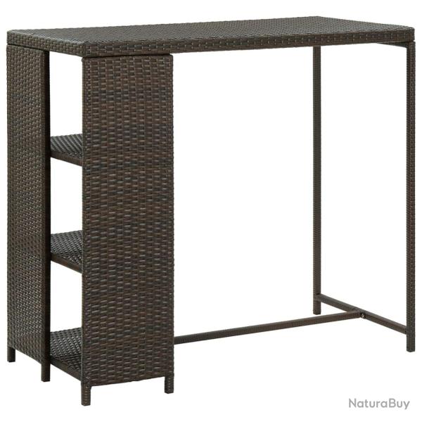 Table de bar avec rangement Marron 120x60x110 cm R�sine tress�e