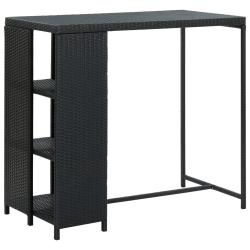 Table de bar avec rangement Noir 120x60x110 cm R&eacute;sine tress&eacute;e
