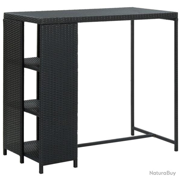 Table de bar avec rangement Noir 120x60x110 cm R�sine tress�e