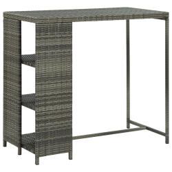 Table de bar avec rangement Gris 120x60x110 cm R&eacute;sine tress&eacute;e
