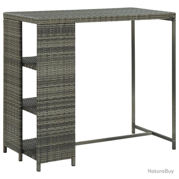 Table de bar avec rangement Gris 120x60x110 cm R�sine tress�e