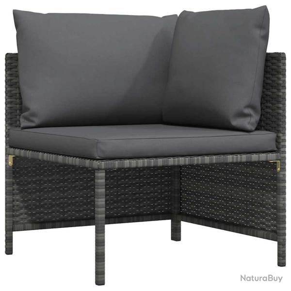 Canap� d'angle sectionnel avec coussins Gris R�sine tress�e