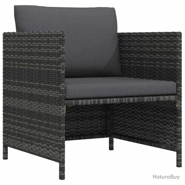 Canap� de avec coussins Gris R�sine tress�e