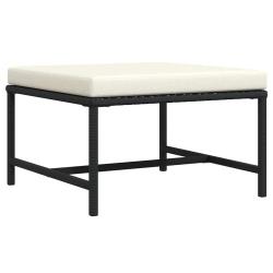 Repose-pied sectionnel avec coussin Noir R&eacute;sine tress&eacute;e