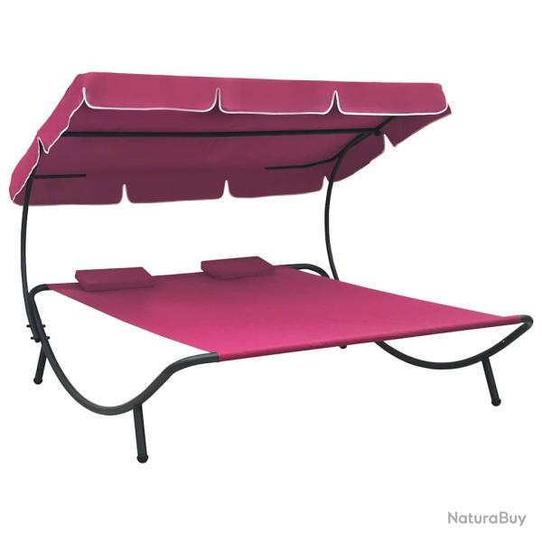 Lit de repos d'ext�rieur avec auvent et oreillers rose