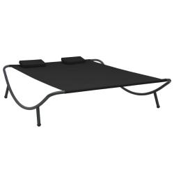 Chaise longue d'ext&eacute;rieur tissu noir